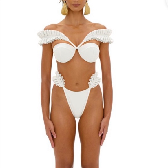 Other - Cream colored stylish swimsuit. Top worn 1x, bottoms never worn!!!